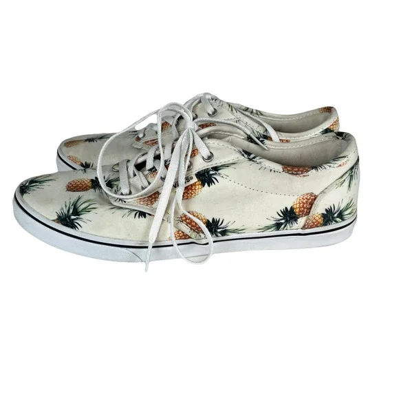 VANS Pineapple Pattern Fabric Lace-Up Low Sneakers Size 8.5 - Picture 7 of 8